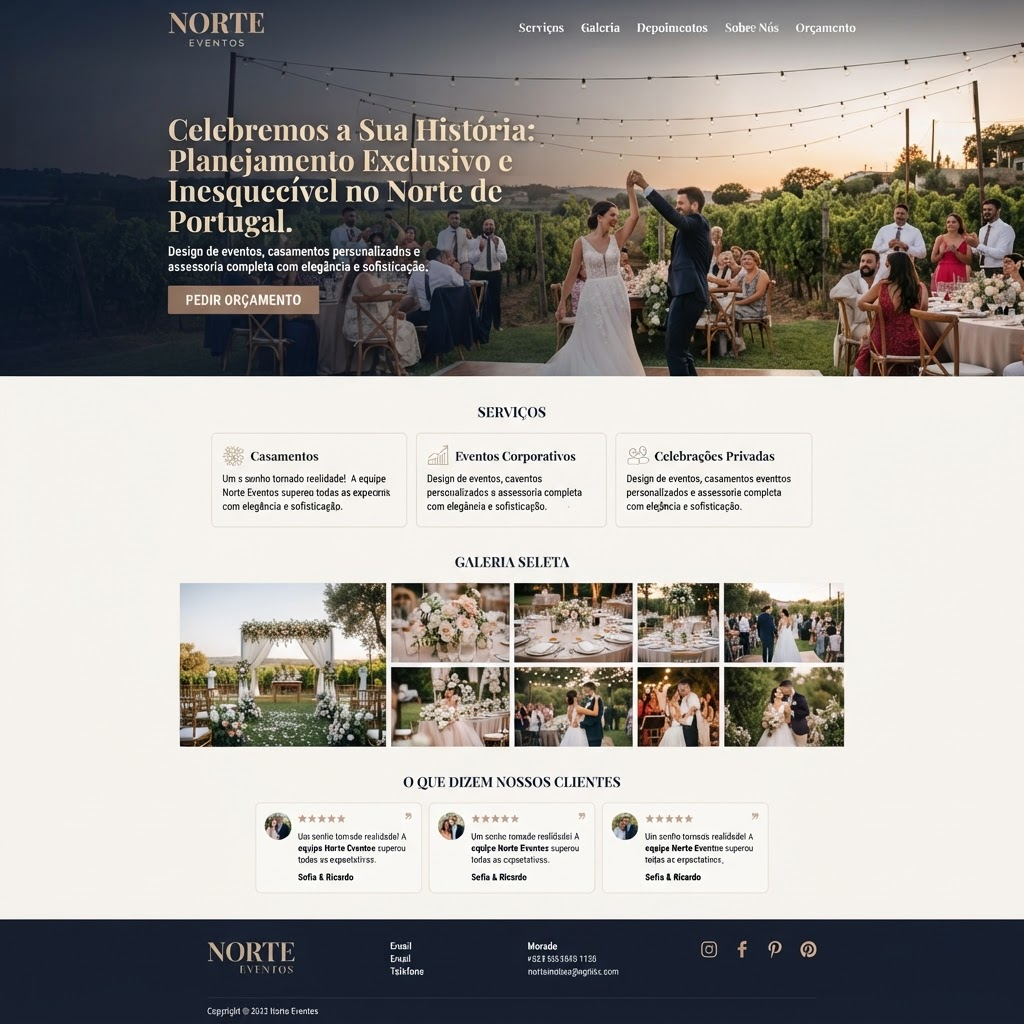 Website do estúdio Norte Eventos para casamentos e celebrações