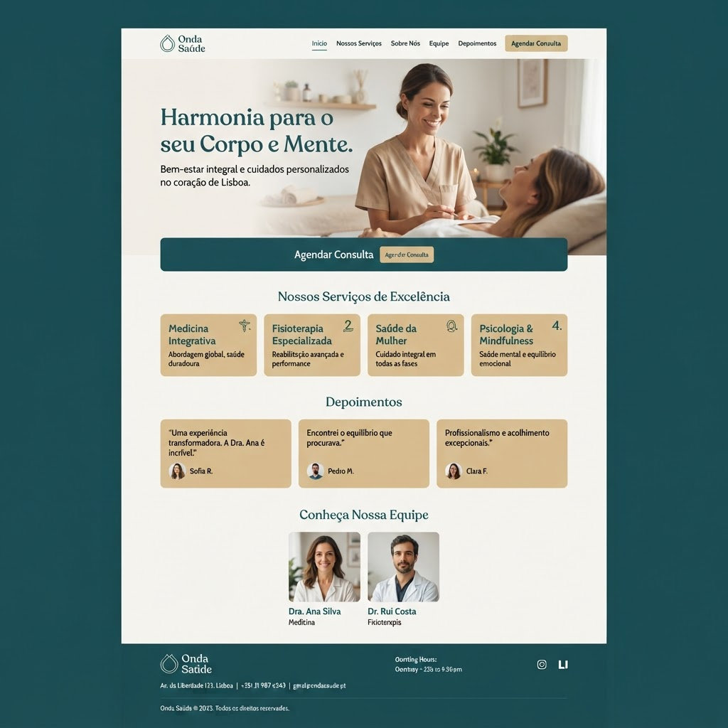 Website da clínica de bem-estar Onda Saúde com agendamento