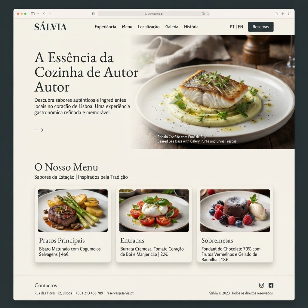 Landing page premium do restaurante Sálvia com menu e reservas